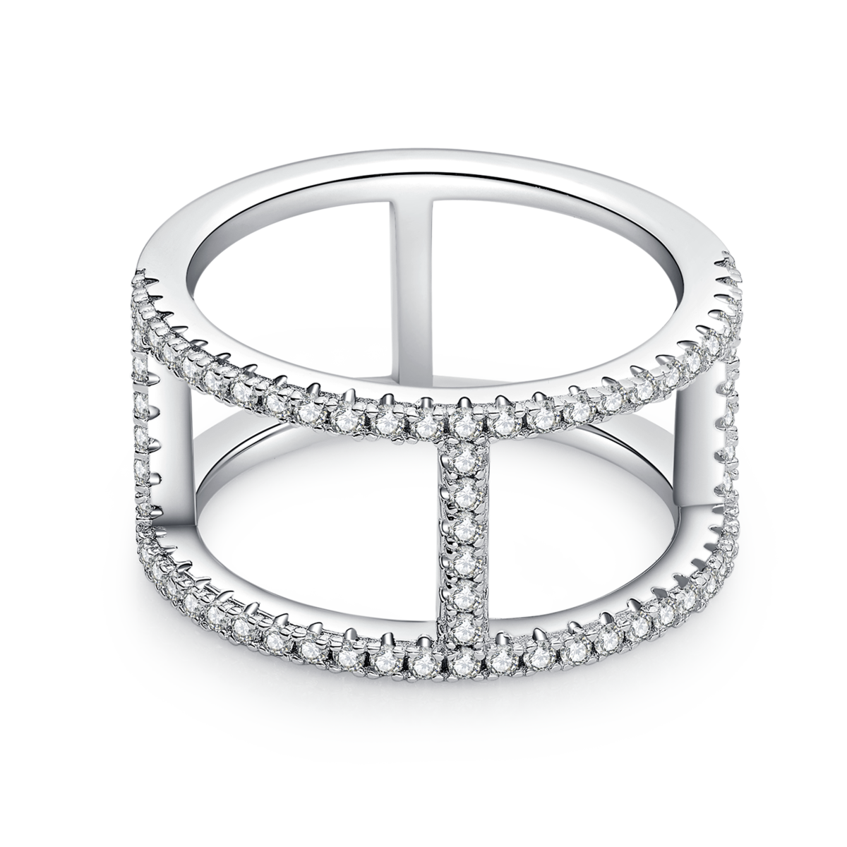 I-shaped guard ring S925 silver plated platinum Moissanite cherry stone